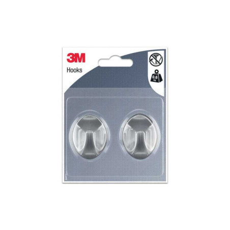  Lot de 2 crochets adhésif 3m argent 0 6 kg  - Sanifer Tamatave