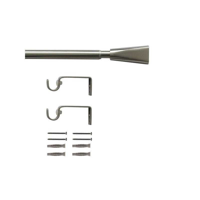  Kit de tringle à rideau pommel diamètre 16 mm nickel mat 120-210 cm  - Sanifer Tamatave