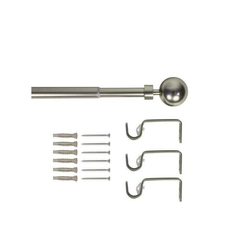  Kit de tringle à  rideau ball diamètre 19 mm nickel mat 160-300 cm  - Sanifer Tamatave