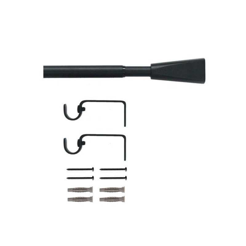 Kit de tringle à  rideau pommel diamètre 16-19 mm noir mat 120-210 cm INSPIRE - Sanifer Tamatave