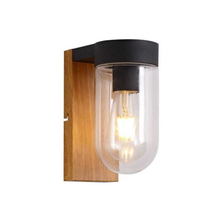 Applique extérieure cabar E27 max 40w métal noir + bois brilliant  - Sanifer Tamatave