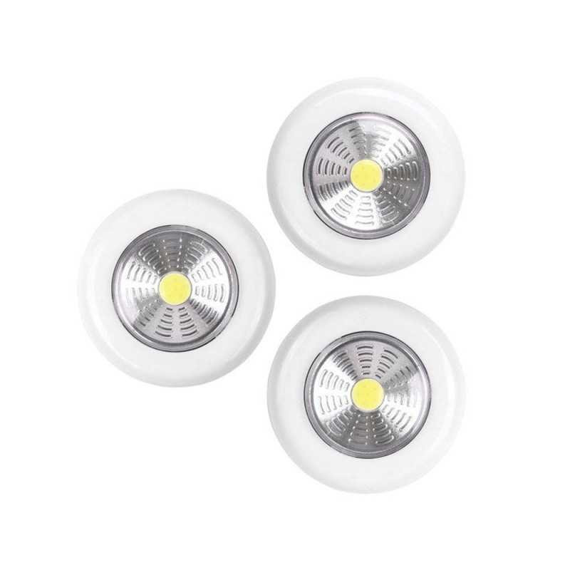  Lot de 3 éclairages bouton poussoir led à pile 3aaa blanc neutre  - Sanifer Tamatave