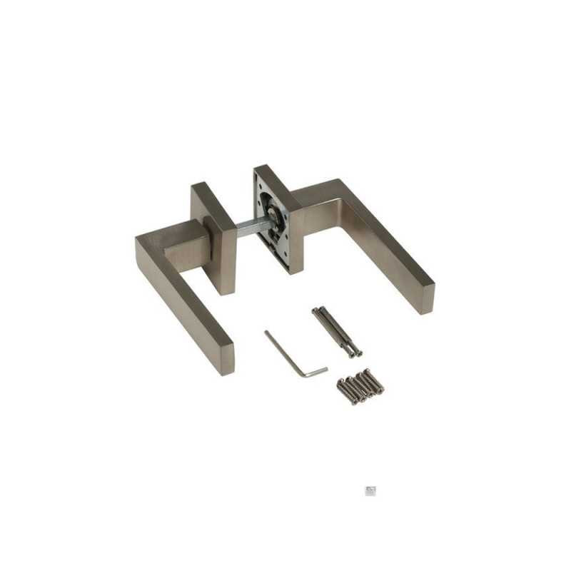  Ensemble de porte sur rosace abby  nickel satiné sans trou INSPIRE - Sanifer Tamatave
