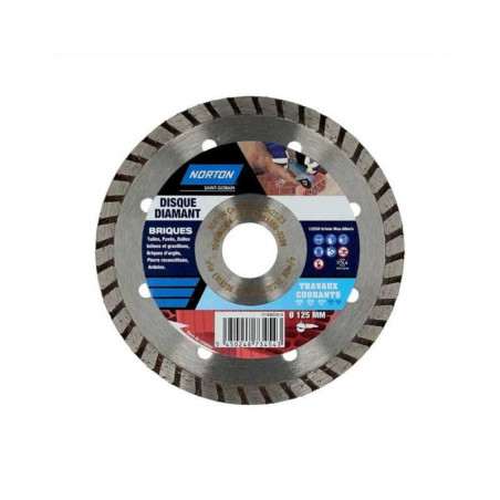  Disque diamant courant segmenté pour brique  diamètre 125 mm NORTON - Sanifer Tamatave