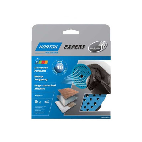  Lot de 5 disques abrasifs multi air  150 mm grains 40 NORTON - Sanifer Tamatave