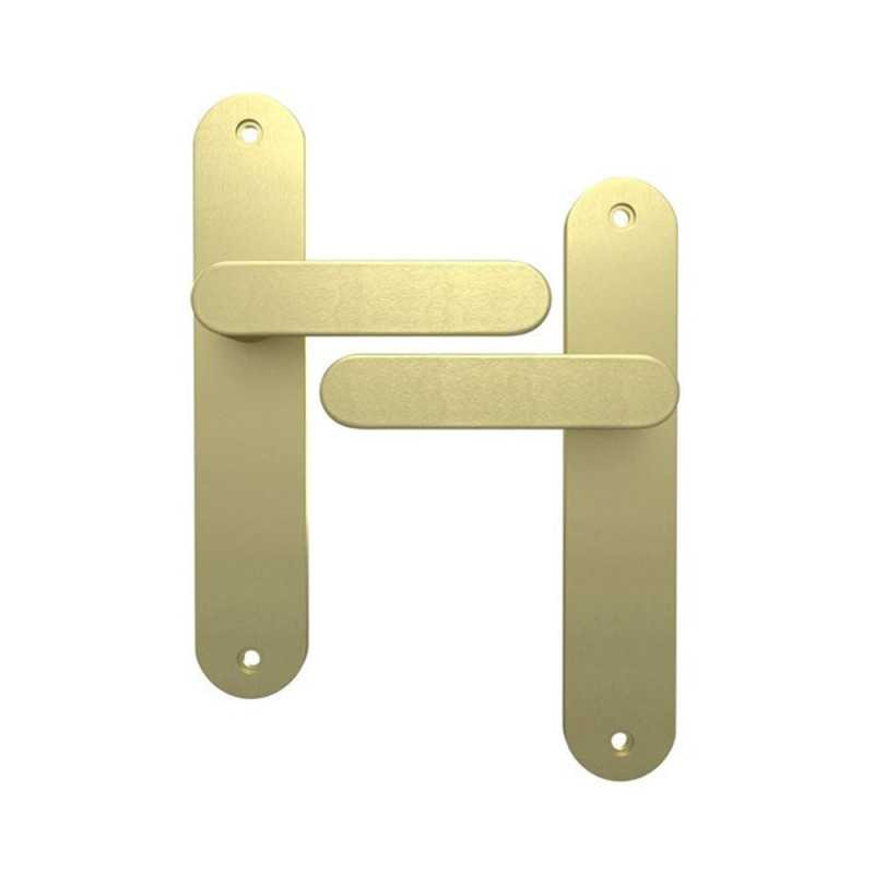 Ensemble de porte sans trou  aluminium laiton brossé entraxe 195 mm INSPIRE - Sanifer Tamatave