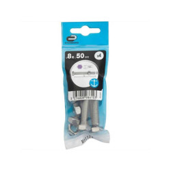  Lot de 4 boulons et écrous inox tête 6 pans hexagonal 8 x l 50 mm STANDERS - Sanifer Tamatave