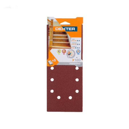  Lot de 5 patins abrasifs  115 x 280 mm grains 120 DEXTER - Sanifer Tamatave