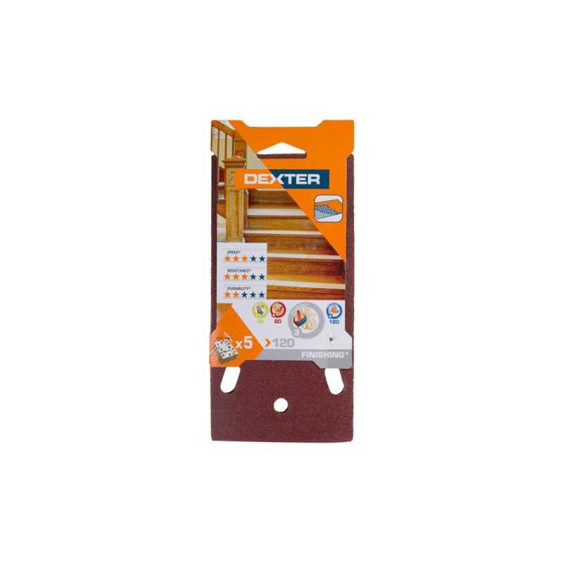  Lot de 5 patins abrasifs  93 x 185 mm grains 120 DEXTER - Sanifer Tamatave