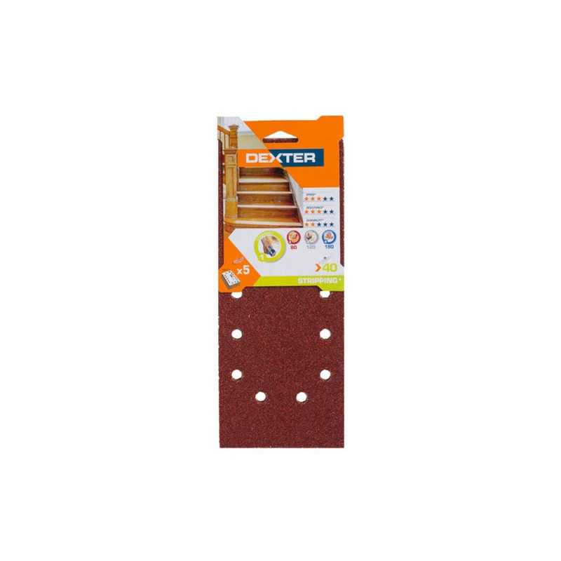  Lot de 5 patins abrasifs  115 x 280 mm grains 40 DEXTER - Sanifer Tamatave