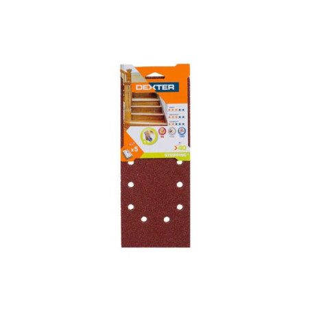  Lot de 5 patins abrasifs  115 x 280 mm grains 40 DEXTER - Sanifer Tamatave