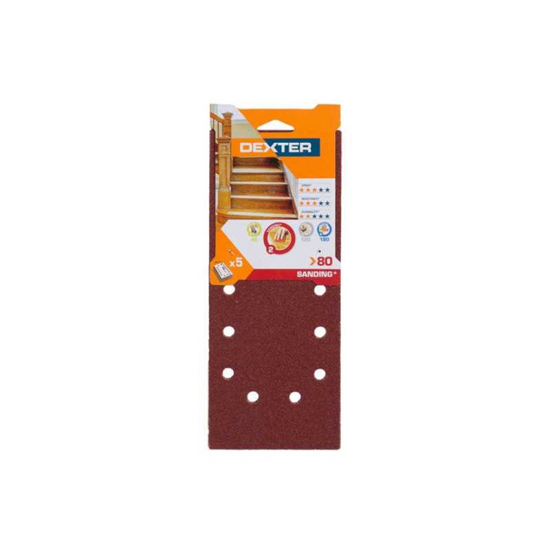  Lot de 5 patins abrasifs  115 x 280 mm grains 80 DEXTER - Sanifer Tamatave