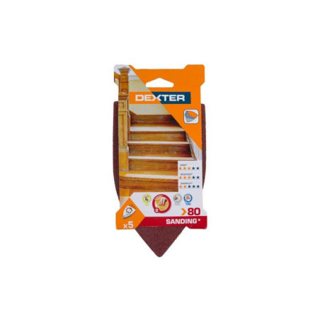  Lot de 5 patins abrasifs  105 x 175 mm grains 80 DEXTER - Sanifer Tamatave