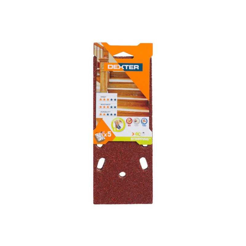  Lot de 5 patins abrasifs  93 x 230 mm grains 40 DEXTER - Sanifer Tamatave