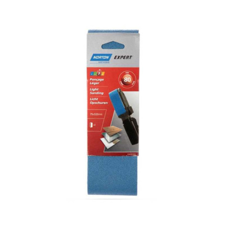  Lot de 2 bandes abrasives 75 x 533 mm grains 80 NORTON - Sanifer Tamatave
