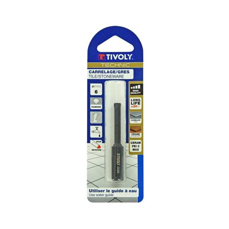  Foret diamant pour carrelage en grès diamètre  6mm TIVOLY - Sanifer Tamatave