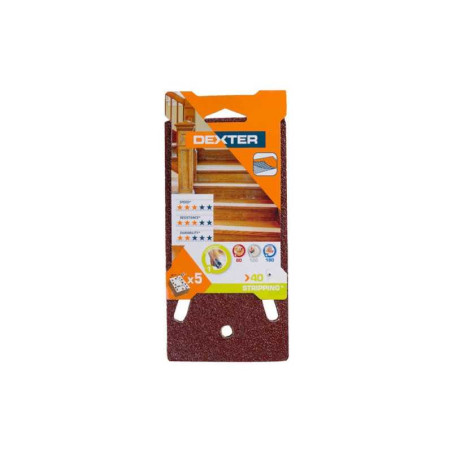  Lot de 5 patins abrasifs grains 40 93 x 185 mm DEXTER - Sanifer Tamatave
