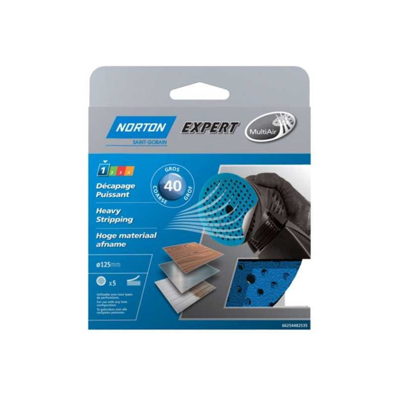  Lot de 5 disques abrasifs  125 mm grains 40 NORTON - Sanifer Tamatave