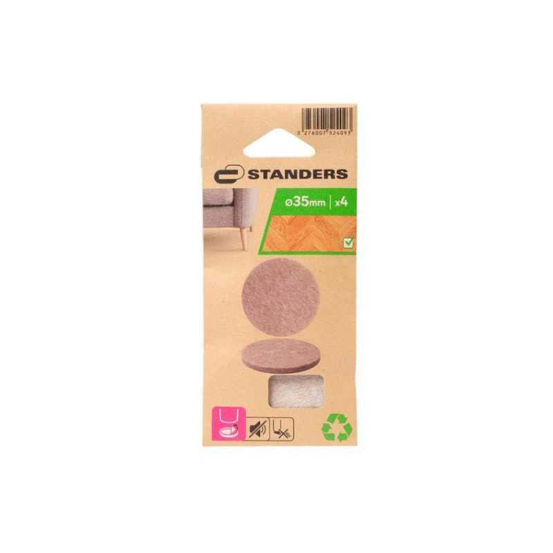  Lot de 4 patins feutre adhésif marron 35mm STANDERS - Sanifer Tamatave
