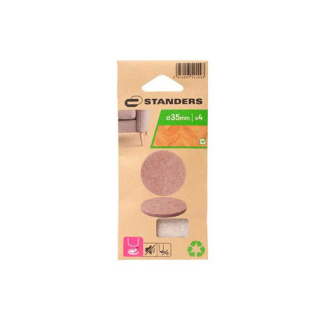  Lot de 4 patins feutre adhésif marron 35mm STANDERS - Sanifer Tamatave