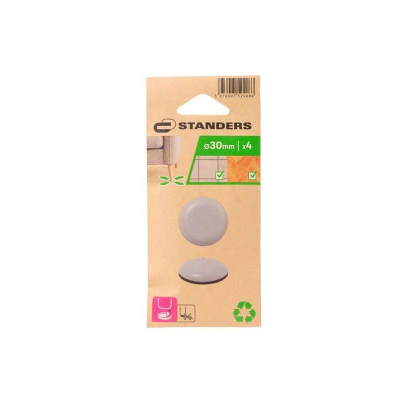  Lot de 4 patins gliss+adhésif gris 30mm STANDERS - Sanifer Tamatave