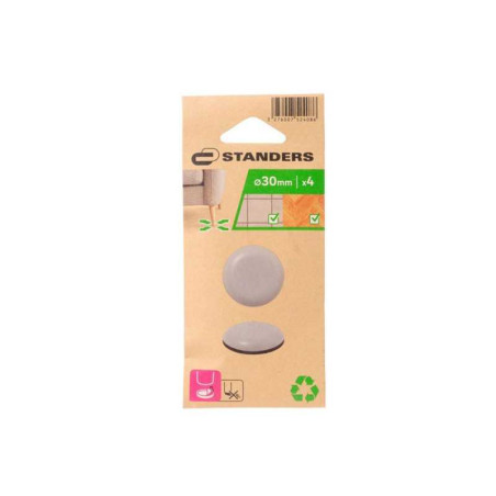  Lot de 4 patins gliss+adhésif gris 30mm STANDERS - Sanifer Tamatave