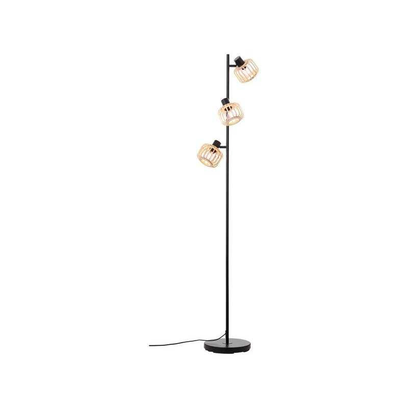  Lampadaire E27 métal noir bambou pecan d 28 cm INSPIRE - Sanifer Tamatave