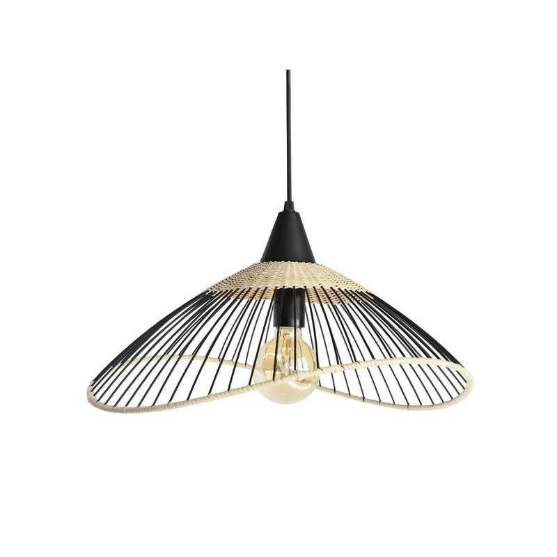 Suspension 1x E27 rotin noir - naturel seynave kasteli d 45 cm  - Sanifer Tamatave