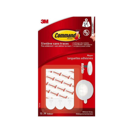  Lot de 10 languettes adhésives standard blanc COMMAND - Sanifer Tamatave