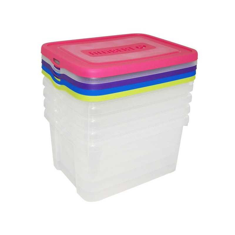  Lot de 5 boîtes de rangement polypropylène l 44 8 x p 34 5 x h 22 5 cm 25 l  - Sanifer Tamatave