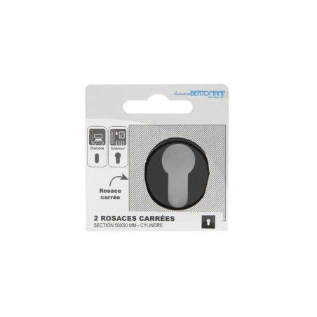 Lot de 2 rosaces trou de cylindre wagram zamak d3 noir mat  - Sanifer Tamatave