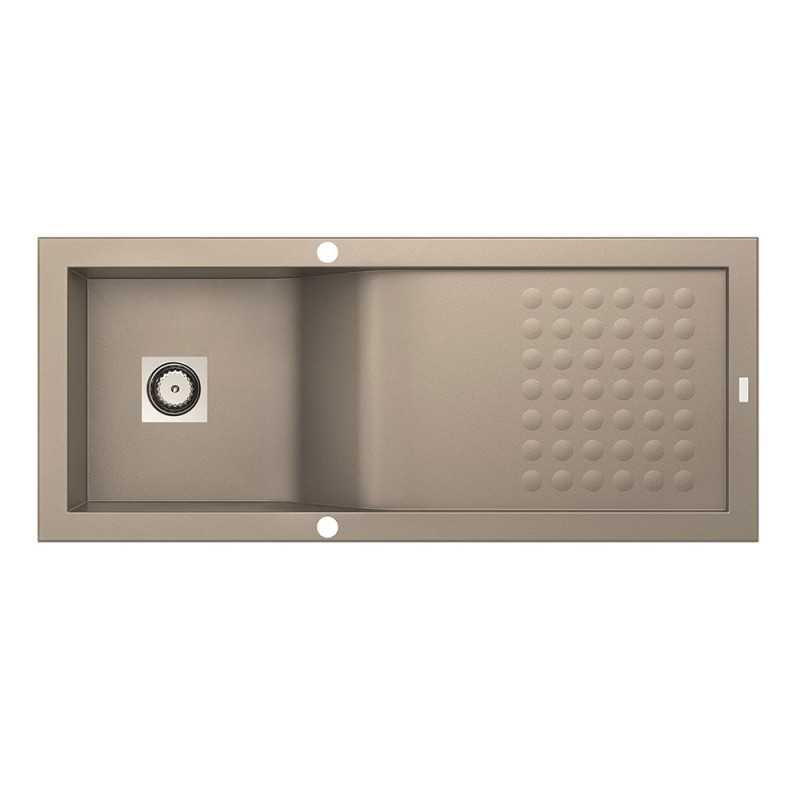  Evier à encastrer vague 1 cuve 118*50*18,7 taupe  - Sanifer Tamatave