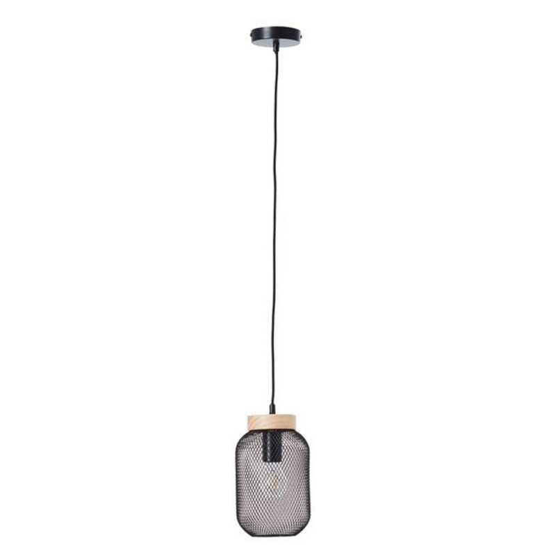  Suspension 1xE27 max 40w métal noir et bois brilliant giada d 16 cm  - Sanifer Tamatave