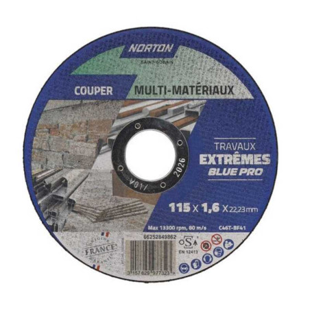  Disque à  tronçonner tous matériaux norton 115x16 NORTON - Sanifer Tamatave