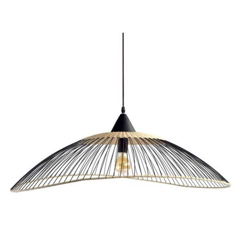  Suspension 1x E27 max 40 w éthnique métal noir - naturel seynave kasteli diamètre  100 cm  - Sanifer Tamatave