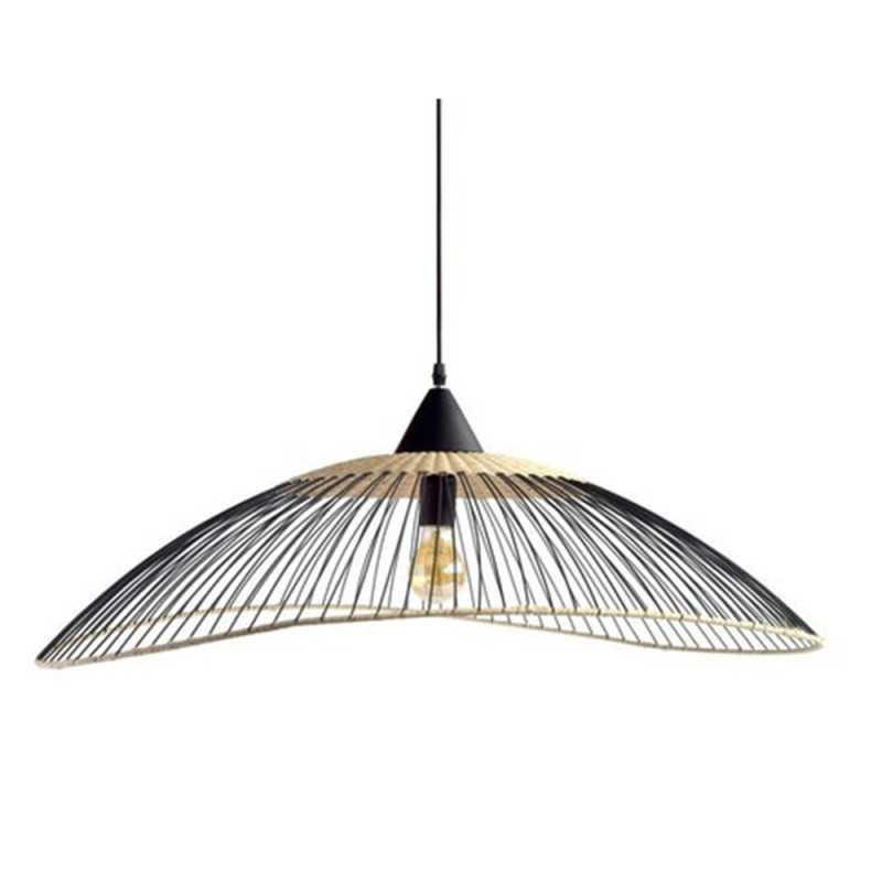  Suspension 1x E27 rotin noir - naturel seynave kasteli d 65 cm  - Sanifer Tamatave