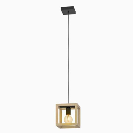  Suspension elgort E27 diamètre  20 cm métal noir-bois INSPIRE - Sanifer Tamatave