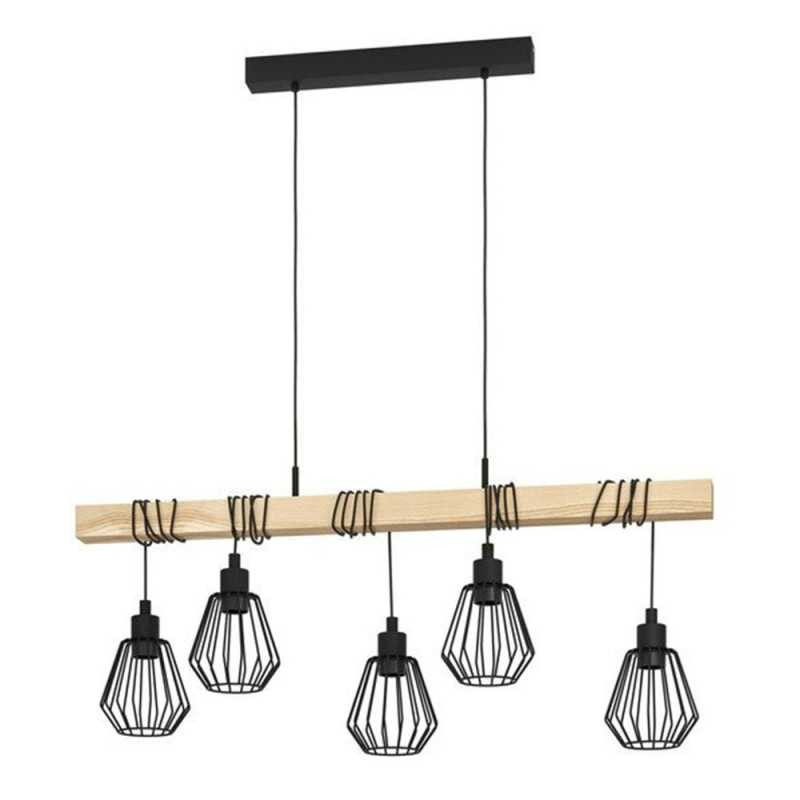  Suspension tabodi 5 x E27 l  100 cm métal noir-bois INSPIRE - Sanifer Tamatave