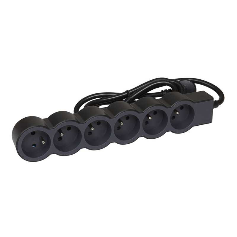  Rallonge multiprise extra-plate équipée de 6 prises 2 pôles + terre noir Legrand LEGRAND - Sanifer Tamatave