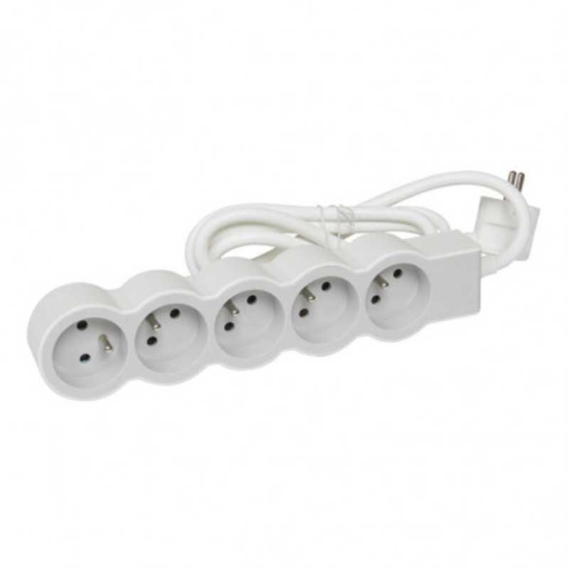 Rallonge multiprise extra-plate équipée de 5 prises 2 pôles + terre 16a 3680w 3m blanc Legrand  - Sanifer Tamatave