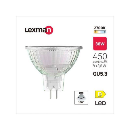  Ampoule led réflecteur gu5 3 100° 450lm 36w blanc chaud LEXMAN - Sanifer Tamatave
