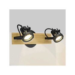  Barre 2 spots technc gu10 métal noir+bois INSPIRE - Sanifer Tamatave