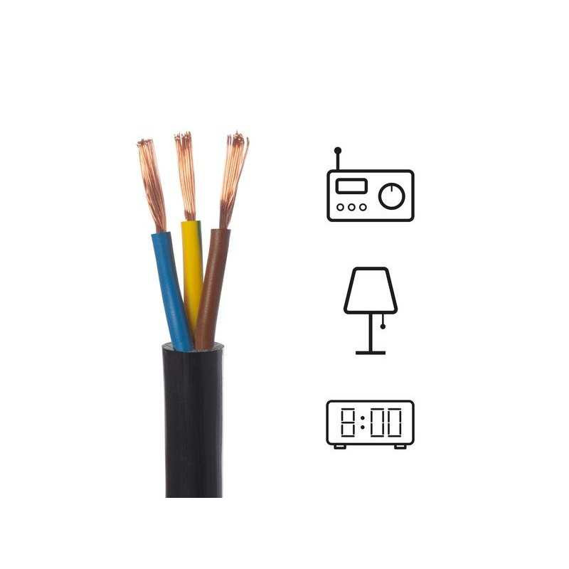  Câble électrique ho3vvf 3g0  noir 10 métres LEXMAN - Sanifer Tamatave