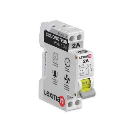  Disjoncteur phase + neutre lexman 2 a LEXMAN - Sanifer Tamatave