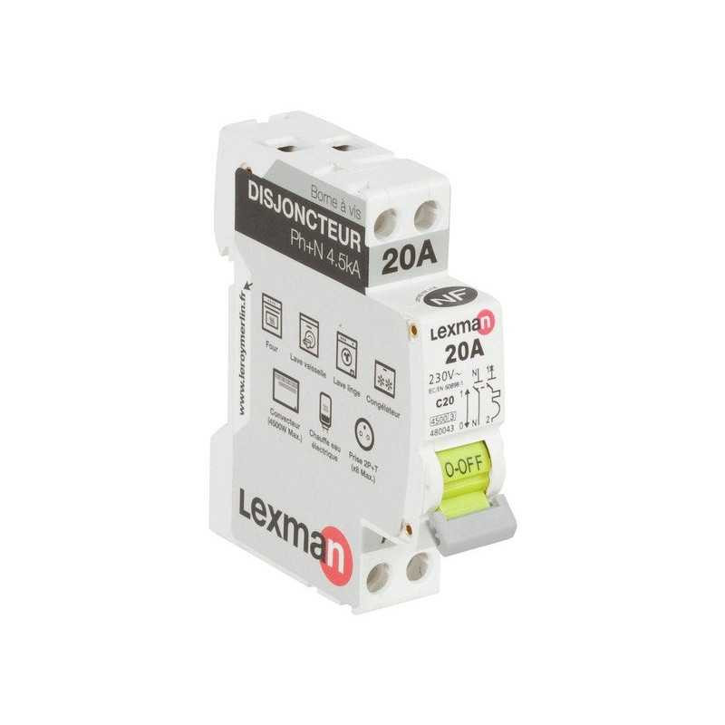  Disjoncteur phase + neutre  20 a LEXMAN - Sanifer Tamatave