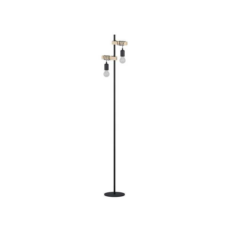  Lampadaire droit industriel en bois marron townshend EGLO - Sanifer Tamatave