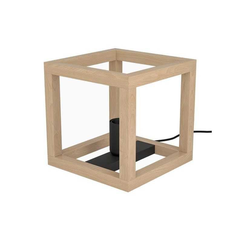  Lampe connectée elgort E27 h  20 cm métal noir-bois INSPIRE - Sanifer Tamatave