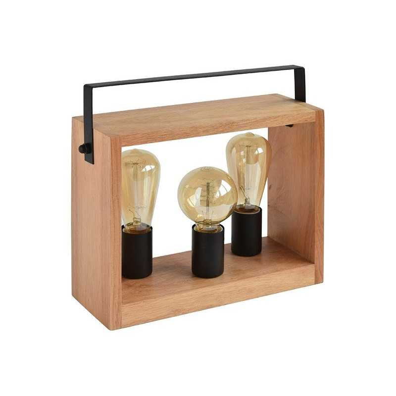  Lampe de bureau factory E27 à poser marron large seynave métal bois  - Sanifer Tamatave