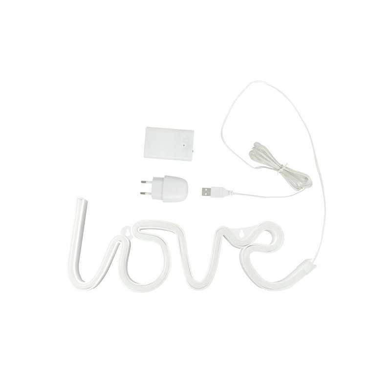  Lampe design en plastique blanc néon love usb + batterie INSPIRE - Sanifer Tamatave