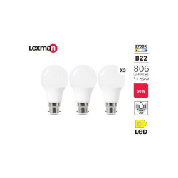  Lot de 3 ampoules dispositif led monté en surface (smd) B22 806lm 5 9w LEXMAN - Sanifer Tamatave